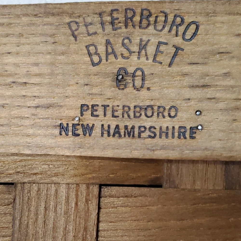 Peterboro Woven Top Wooden Picnic Basket with Handles Vintage Home Decor Antique